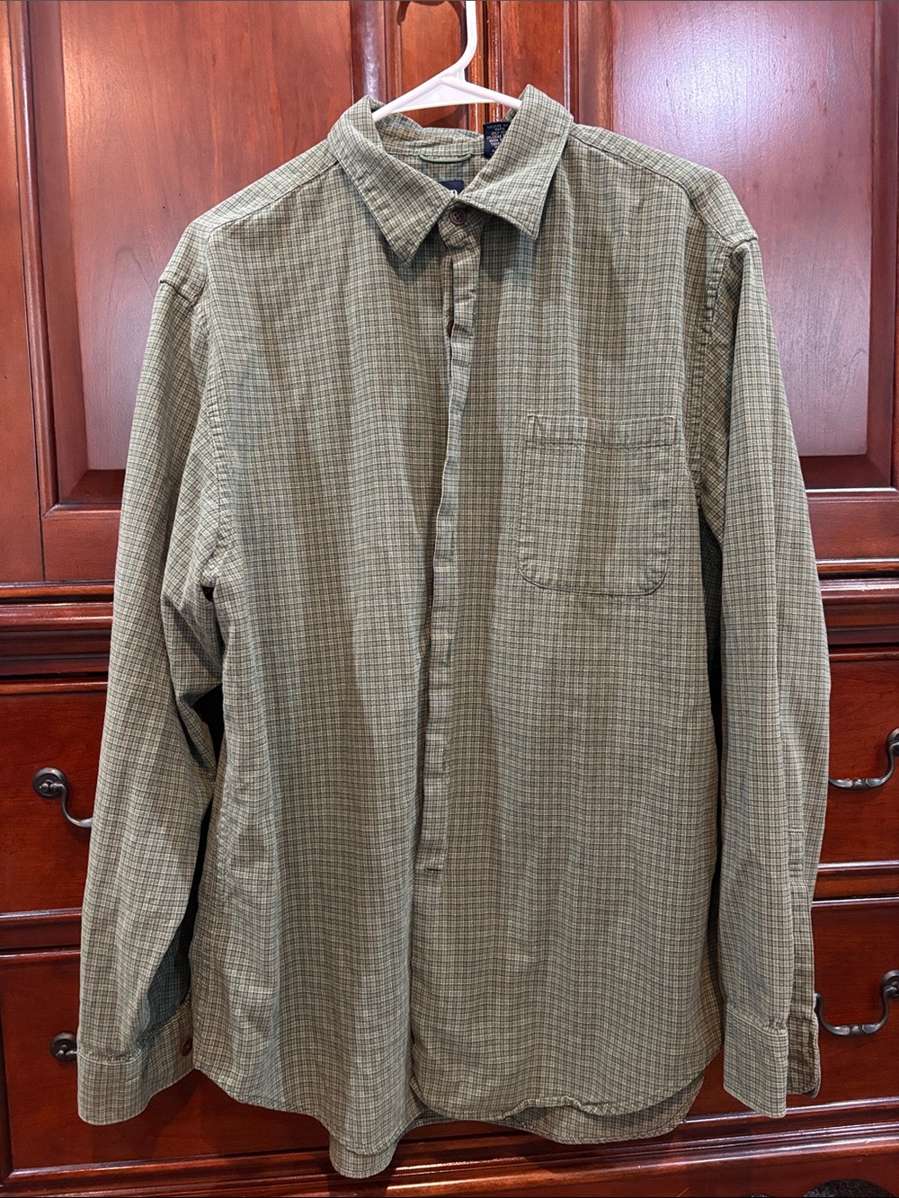 GAP Olive Green Checked Button-Down Shirt